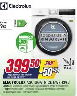 Trony ELECTROLUX ASCIUGATRICE EW7H39B offerta