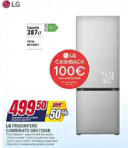 Trony LG FRIGORIFERO COMBINATO GBV7280B offerta