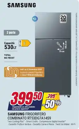 Trony SAMSUNG FRIGORIFERO COMBINATO RT53DG7A14S9 offerta