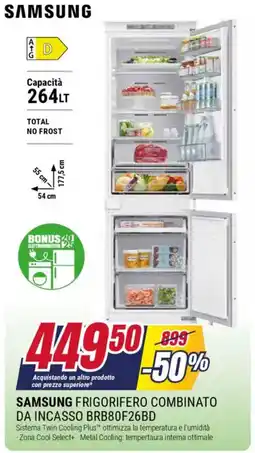 Trony SAMSUNG FRIGORIFERO COMBINATO DA INCASSO BRB80F26BD offerta