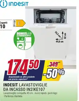 Trony INDESIT LAVASTOVIGLIE DA INCASSO IN2IKE107 offerta