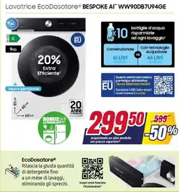 Trony SAMSUNG Lavatrice EcoDosatore BESPOKE AI™ WW90DB7U94GE offerta