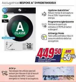 Trony SAMSUNG Asciugatrice BESPOKE AI DV90DB7845GEU3 offerta