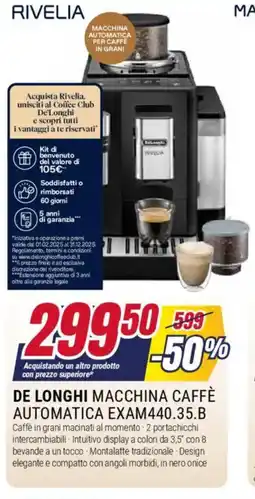 Trony DE LONGHI MACCHINA CAFFÈ AUTOMATICA EXAM440.35.B offerta