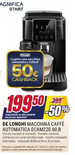 Trony DE LONGHI MACCHINA CAFFÈ AUTOMATICA ECAM220.60.B offerta