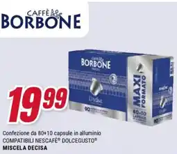 Trony Caffè borbone confezione da 80+10 capsule in alluminio compatibili nescafè dolcegusto miscela decisa offerta