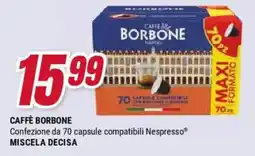Trony Caffè borbone confezione da 70 capsule compatibili nespresso miscela decisa offerta