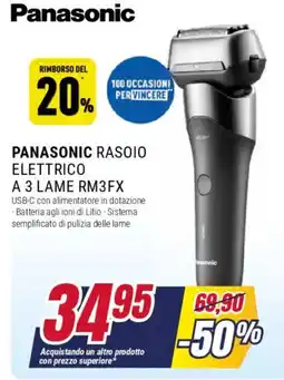 Trony PANASONIC RASOIO ELETTRICO A 3 LAME RM3FX offerta