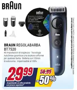 Trony BRAUN REGOLABARBA BT7520 offerta