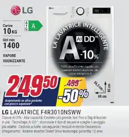 Trony LG LAVATRICE F4R3010NSWW offerta