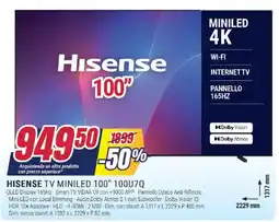 Trony HISENSE TV MINILED 100" 100U7Q offerta