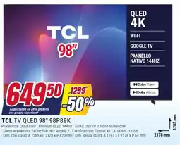 Trony TCL TV QLED 98” 98P89K offerta