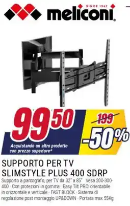 Trony Meliconi supporto per tv slimstyle plus 400 SDRP offerta