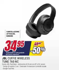 Trony JBL CUFFIE WIRELESS TUNE 760 NC offerta