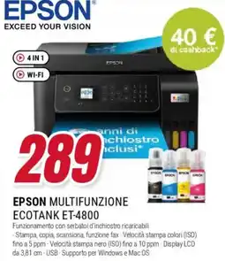 Trony EPSON MULTIFUNZIONE ECOTANK ET-4800 offerta