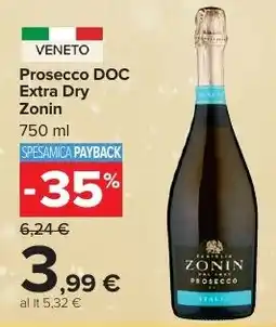 Carrefour Market Prosecco DOC Extra Dry Zonin offerta