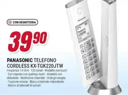 Trony PANASONIC TELEFONO CORDLESS KX-TGK220JTW offerta