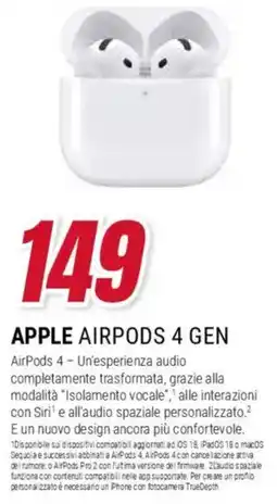 Trony Apple airpods 4 gen offerta