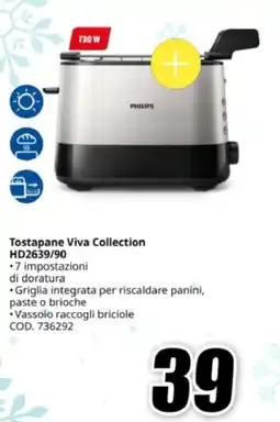 MediaWorld PHILIPS Tostapane Viva Collection HD2639/90 offerta