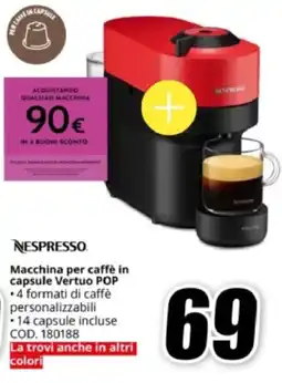 MediaWorld Nespresso Macchina per caffè in capsule Vertuo POP offerta