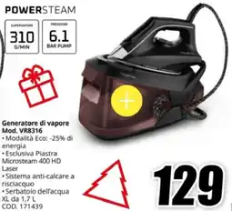 MediaWorld Lavazza powersteam generatore di vapore mod. vr8316 offerta