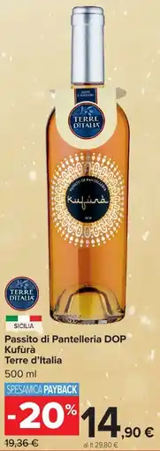 Carrefour Market Passito di Pantelleria DOP Kufùrà Terre d'Italia offerta