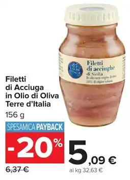 Carrefour Market Filetti di Acciuga in Olio di Oliva Terre d'Italia offerta