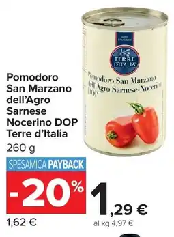 Carrefour Market Pomodoro San Marzano dell'Agro Sarnese Nocerino DOP Terre d'Italia offerta