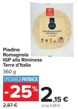 Carrefour Market Piadina Romagnola IGP alla Riminese Terre d'Italia offerta