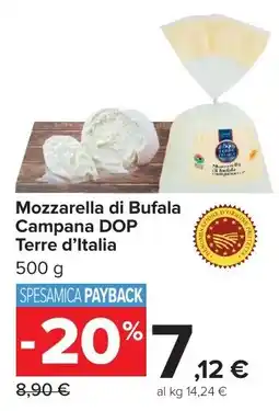 Carrefour Market Mozzarella di Bufala Campana DOP Terre d'Italia offerta
