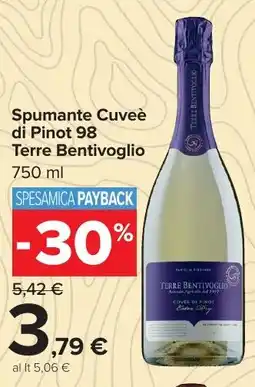 Carrefour Market Spumante Cuveè di Pinot 98 Terre Bentivoglio offerta
