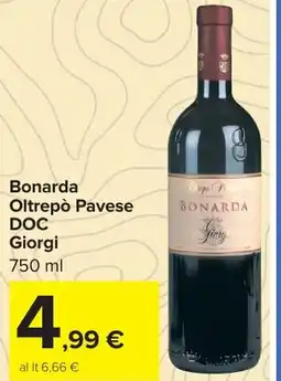 Carrefour Market Bonarda Oltrepò Pavese DOC Giorgi offerta
