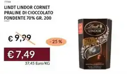 Prezzemolo e Vitale Lindt lindor cornet praline di cioccolato fondente 70% offerta