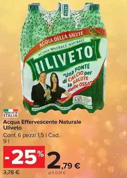 Carrefour Market Acqua Effervescente Naturale Uliveto offerta