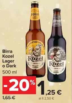 Carrefour Market Birra Kozel Lager o Dark offerta