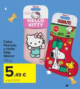 Carrefour Market Calza Peanuts o Hello Kitty Walcor offerta