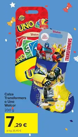 Carrefour Market Calza Transformers o Uno Walcor offerta