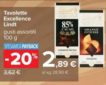 Carrefour Tavolette Excellence Lindt offerta