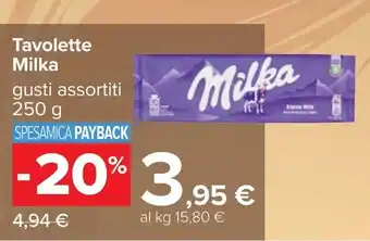 Carrefour Tavolette Milka offerta