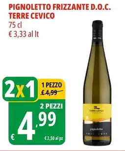 Tigros Pignoletto frizzante d.o.c. TERRE CEVICO offerta