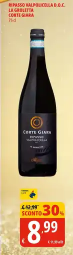 Tigros Ripasso valpolicella d.o.c. LA GROLETTA CORTE GIARA offerta