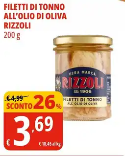 Tigros Filetti di tonno all'olio di oliva RIZZOLI offerta
