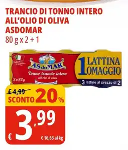 Tigros Trancio di tonno intero all'olio di oliva ASDOMAR offerta