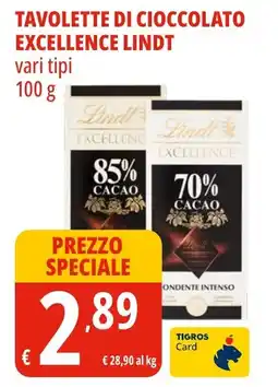 Tigros Tavolette di cioccolato excellence LINDT offerta