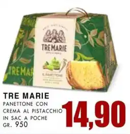 La Mimosa Supermercati Tre marie panettone con crema al pistacchio in sac a poche offerta