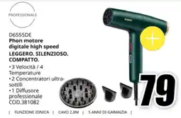 MediaWorld Babyliss D6555DE phon motore digitale high speed leggero. silenzioso. compatto. offerta