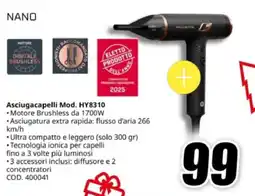 MediaWorld Rowenta nano Asciugacapelli Mod. HY8310 offerta