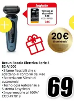 MediaWorld Braun Rasoio Elettrico Serie 5 52-A1000 offerta