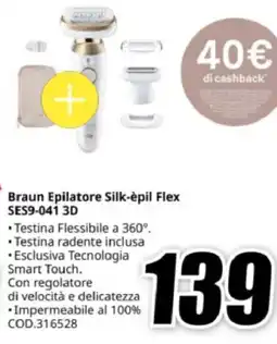MediaWorld Braun Epilatore Silk-èpil Flex SES9-041 3D offerta