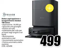 MediaWorld Ecovacs Robot aspirapolvere e lavapavimenti Deebot T80 Omni offerta